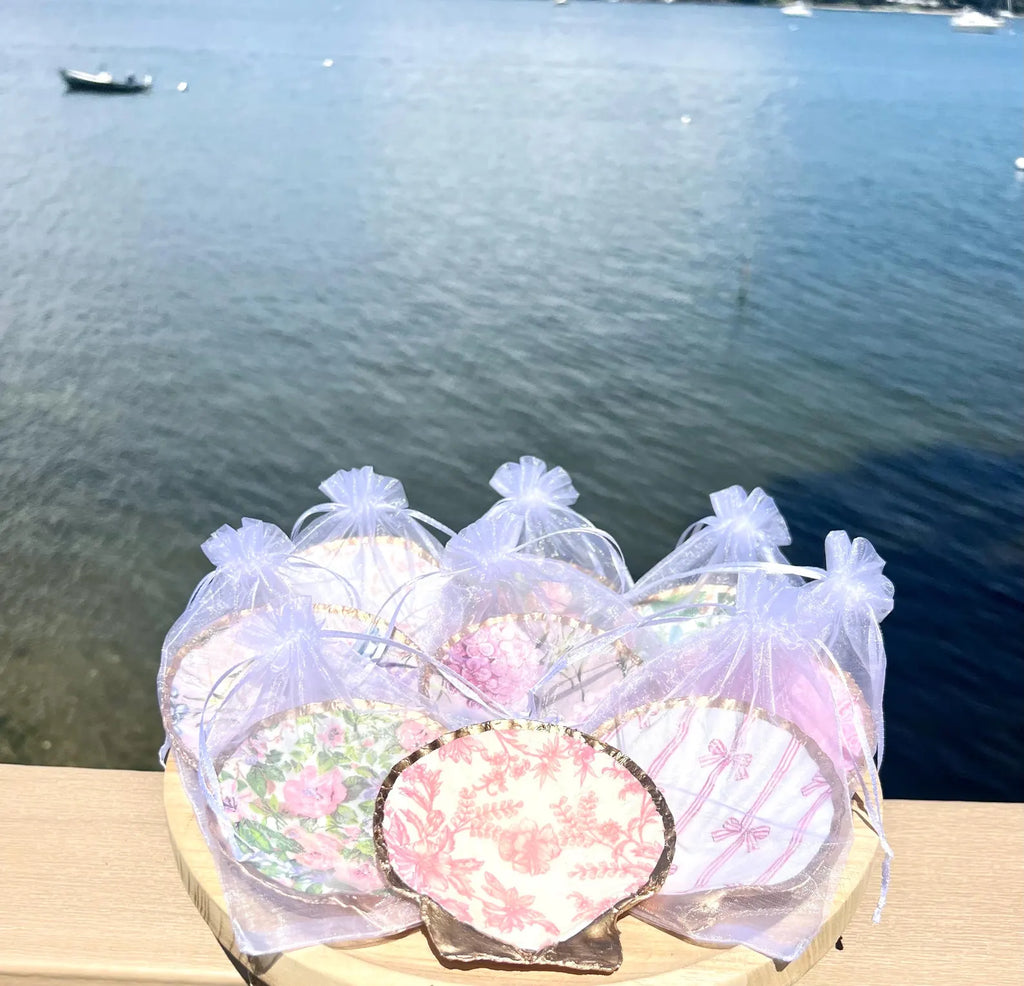 PINK & WHITE shell ring dish bridal shower favor