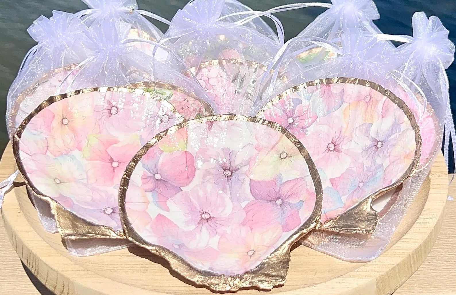 PINK & WHITE shell ring dish bridal shower favor