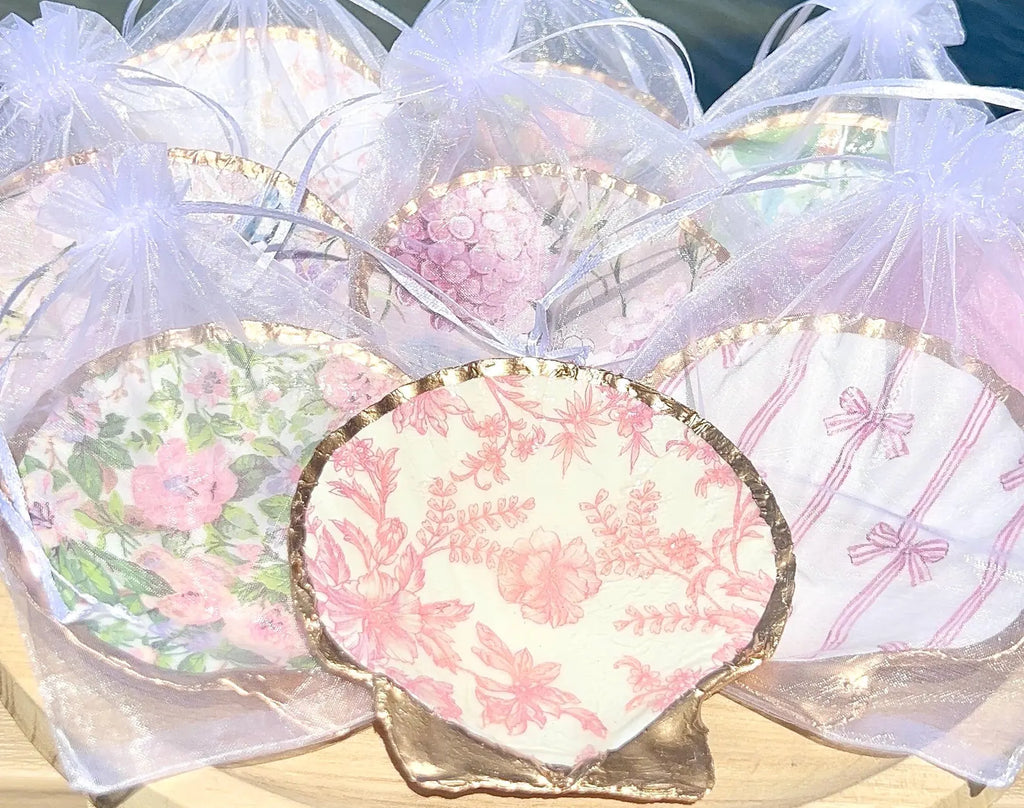 PINK & WHITE shell ring dish bridal shower favor