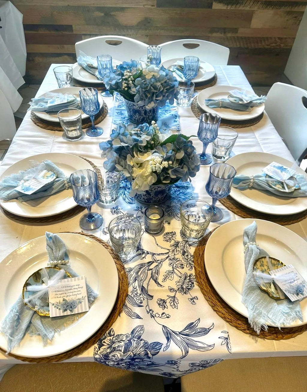 Beach wedding favor dish Blue & White scallop shell trinket dish