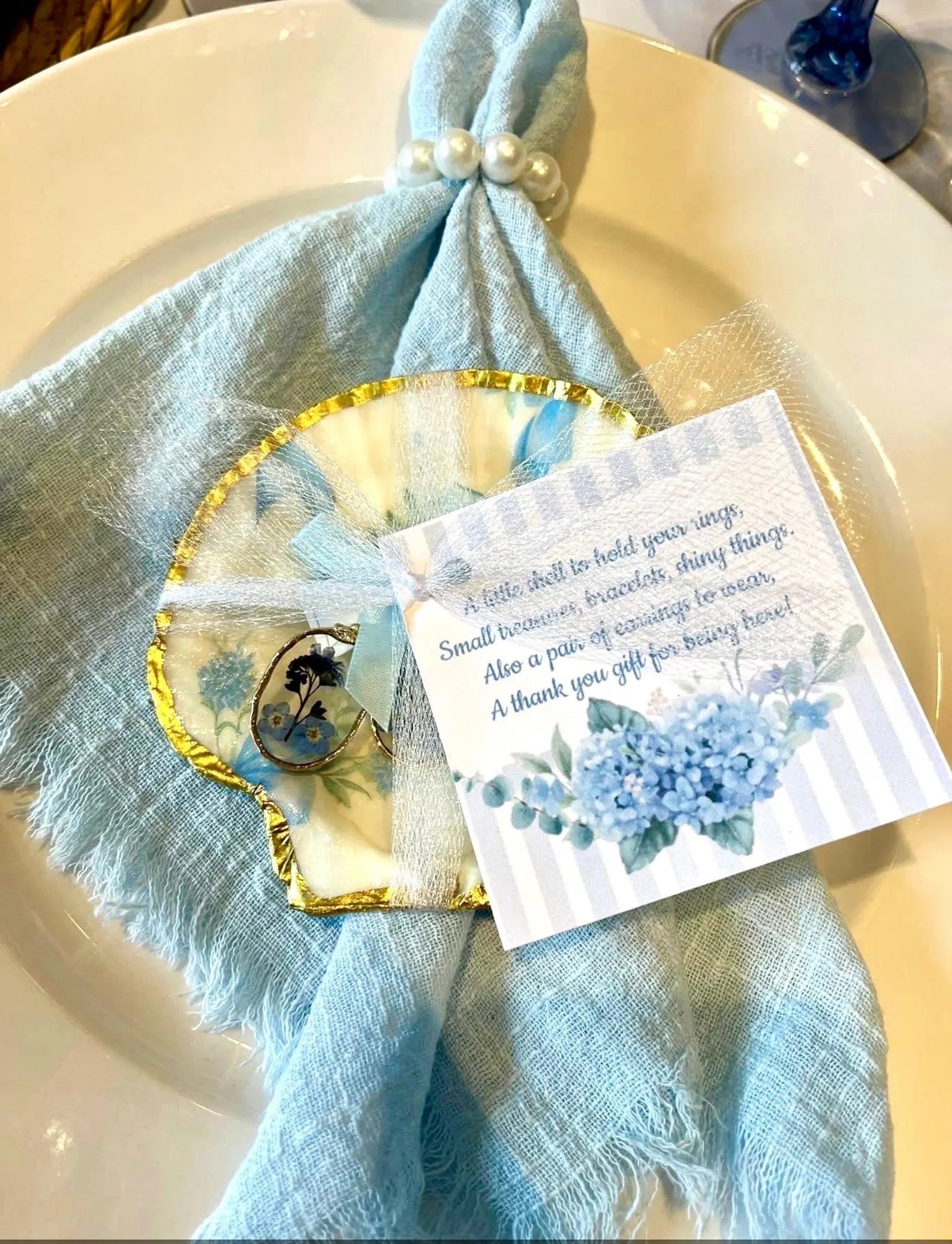 PINK & WHITE shell ring dish bridal shower favor