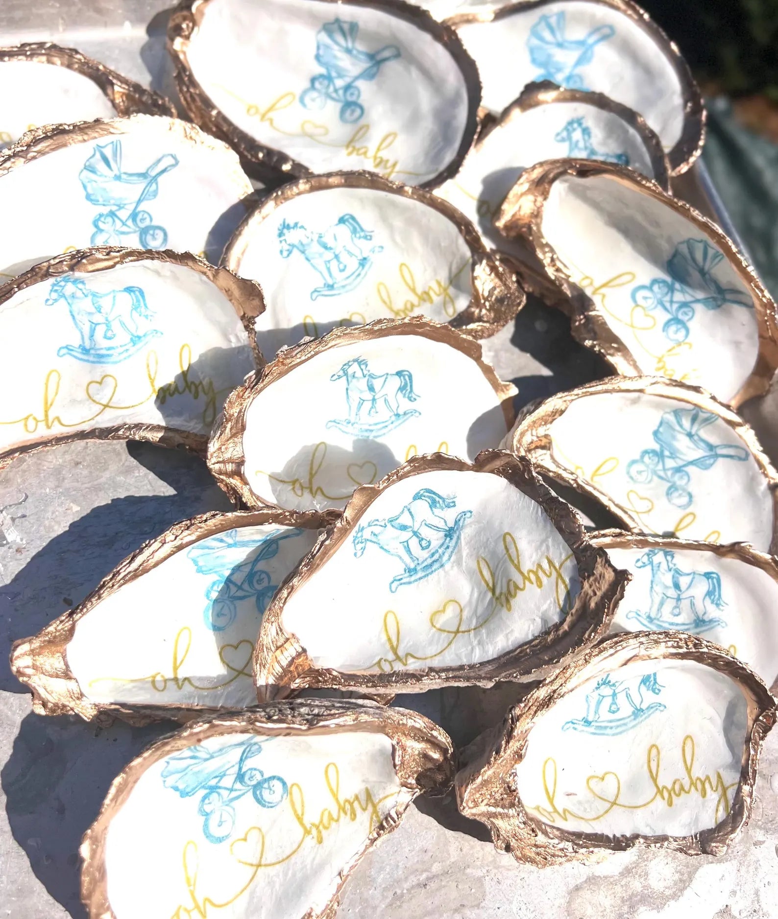 Boy Baby shower favor Shell ring Dish. Oh Baby shower favor idea.