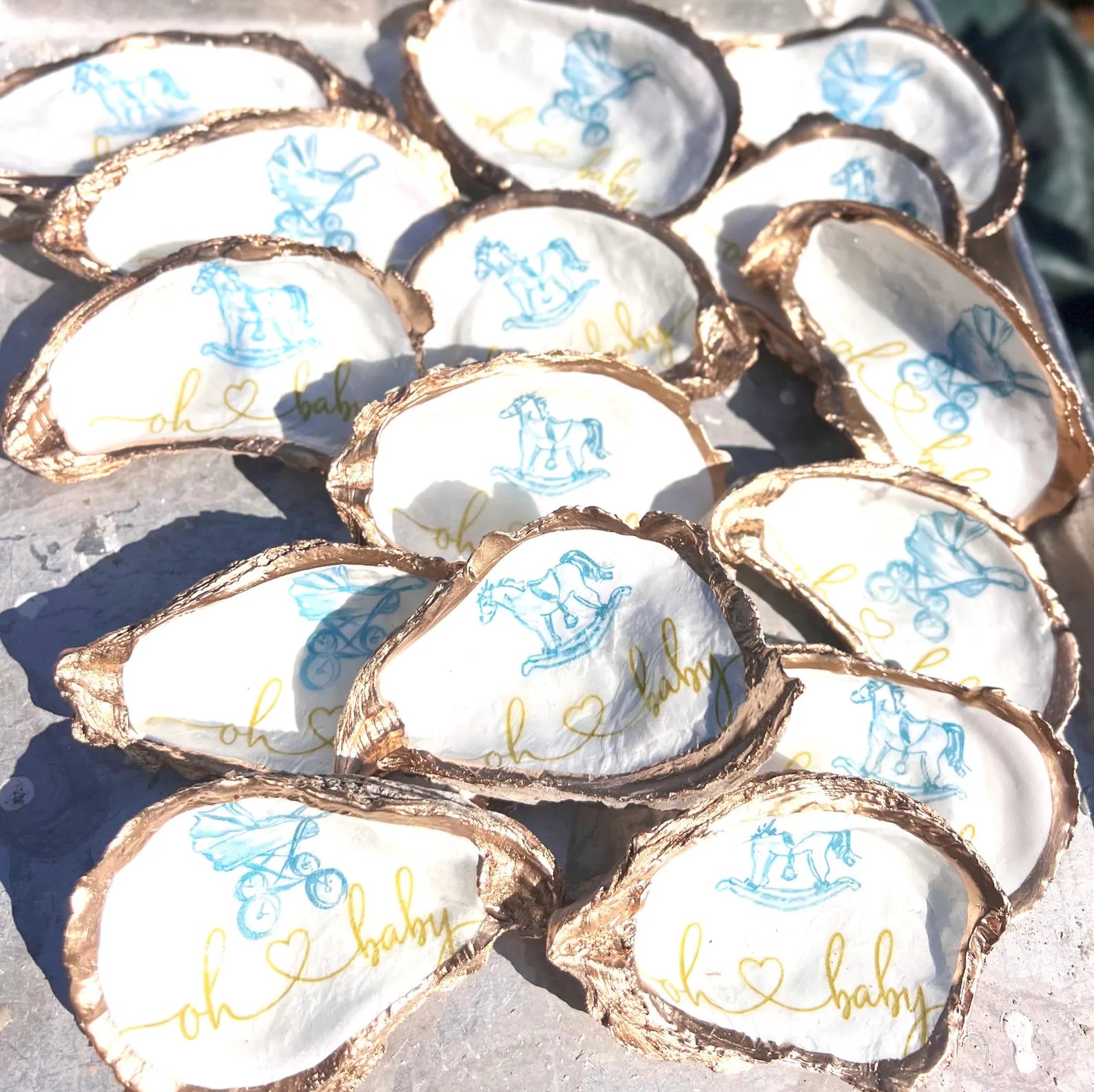 Boy Baby shower favor Shell ring Dish. Oh Baby shower favor idea.