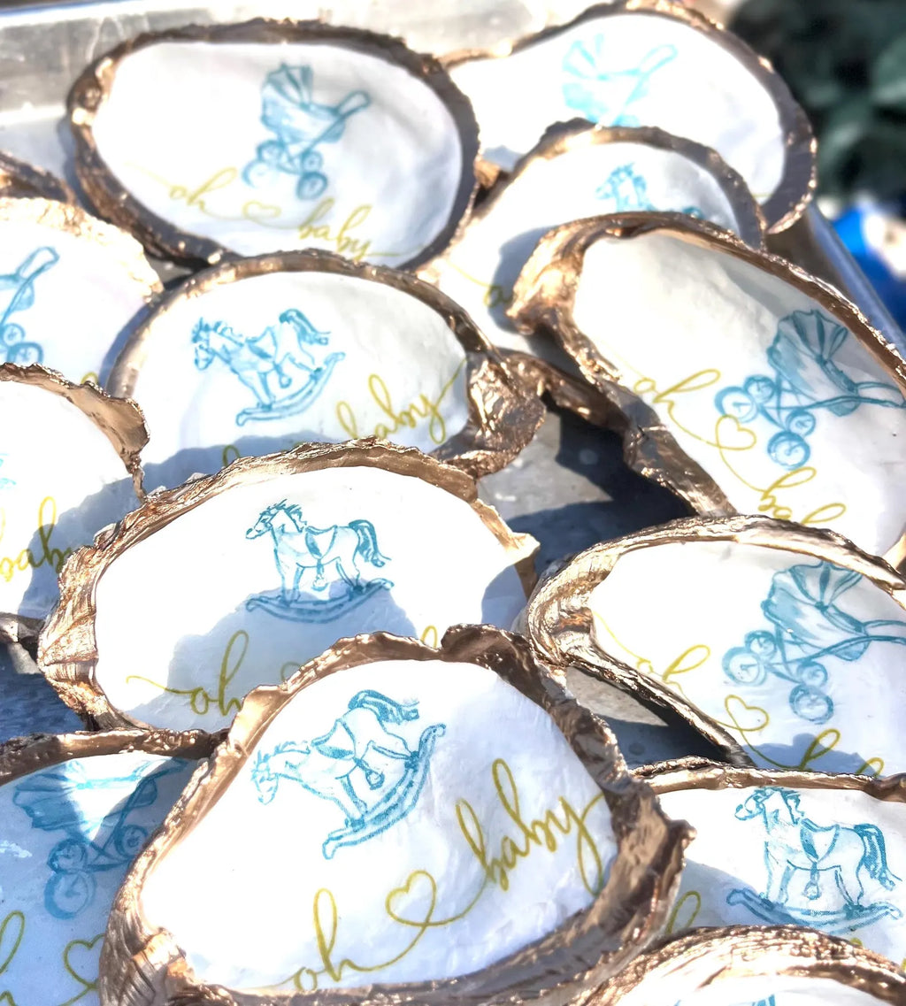 Boy Baby shower favor Shell ring Dish. Oh Baby shower favor idea.