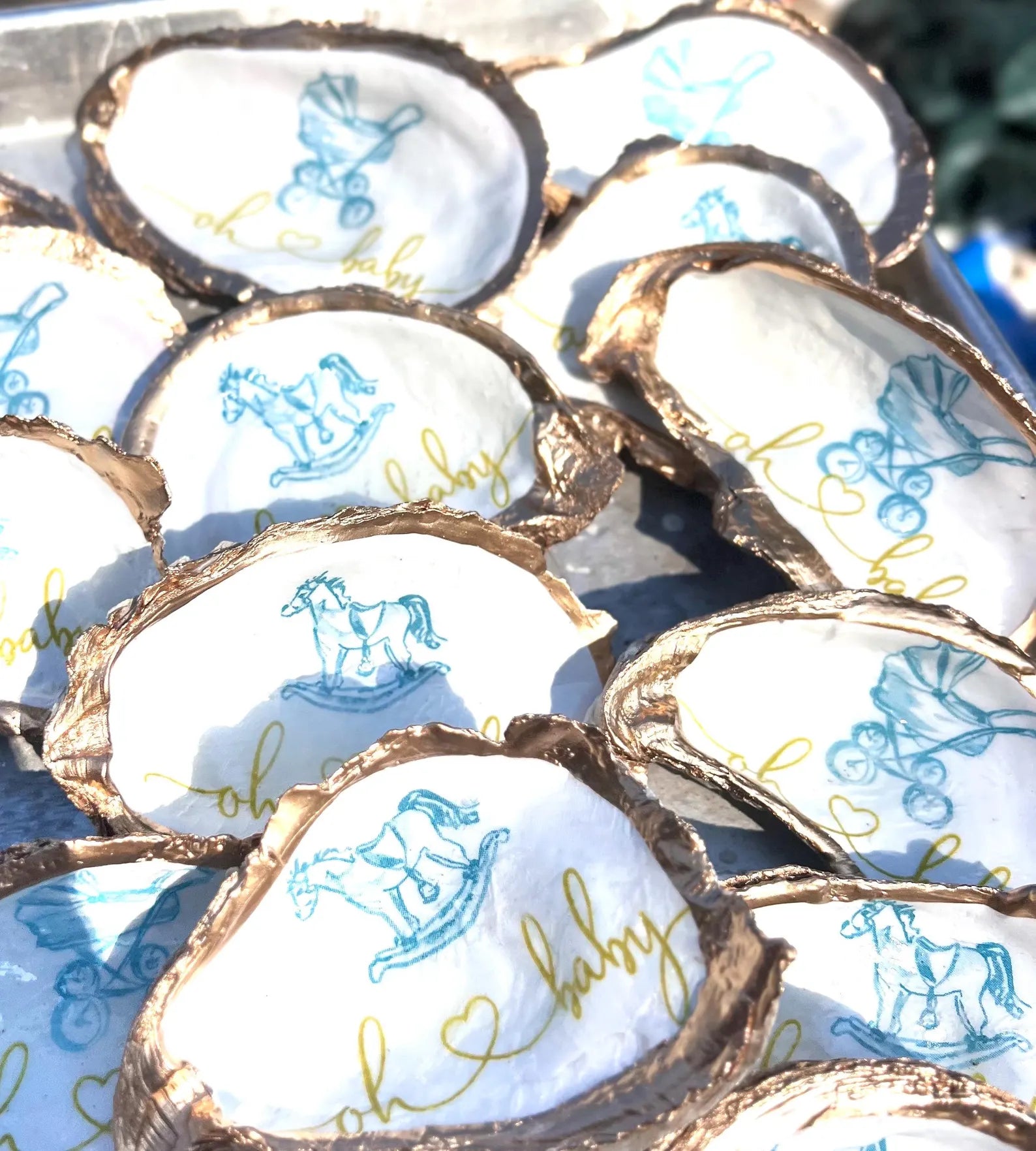 Boy Baby shower favor Shell ring Dish. Oh Baby shower favor idea.