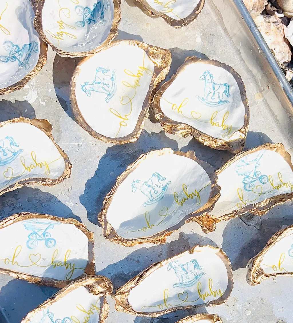 Boy Baby shower favor Shell ring Dish. Oh Baby shower favor idea.