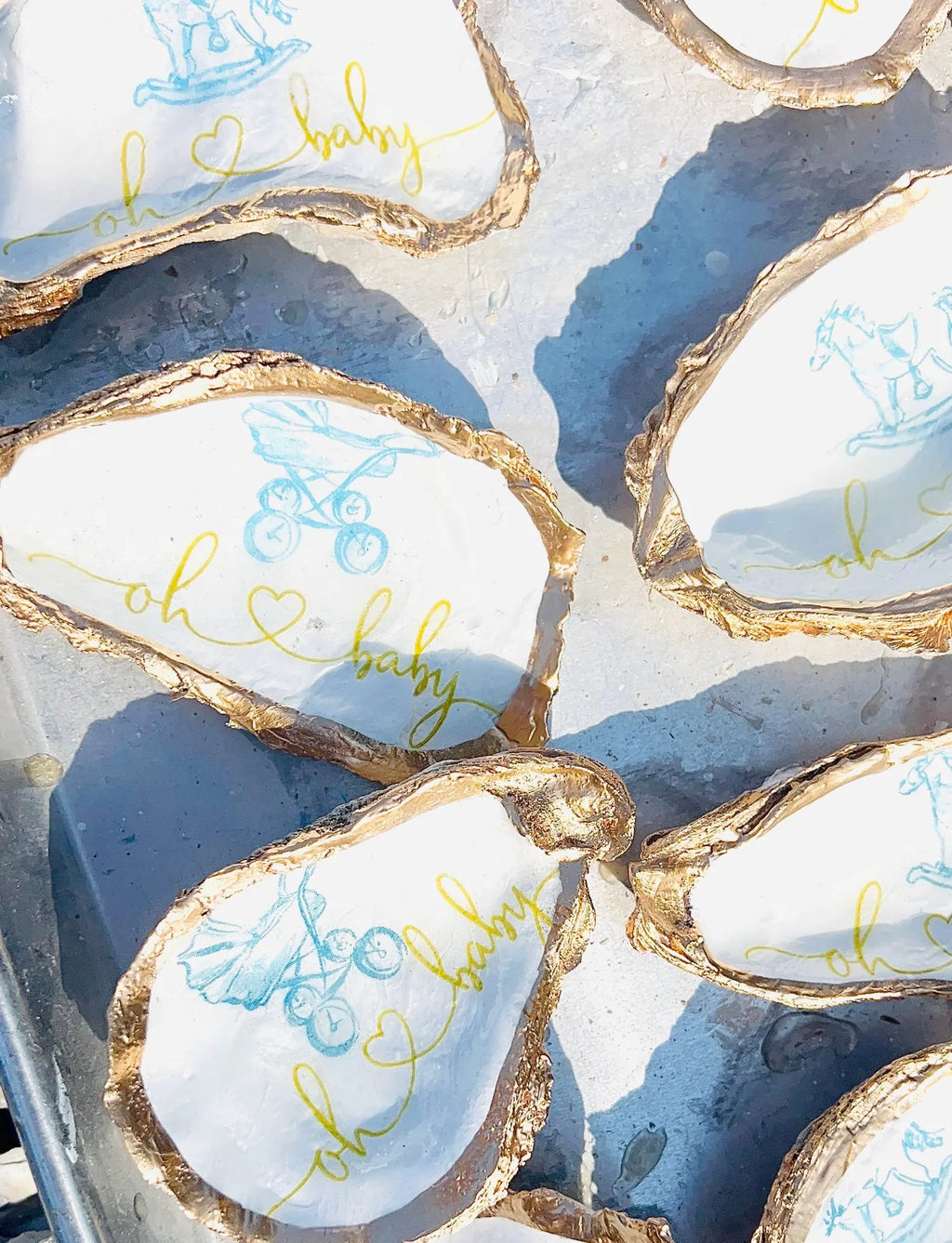 Boy Baby shower favor Shell ring Dish. Oh Baby shower favor idea.