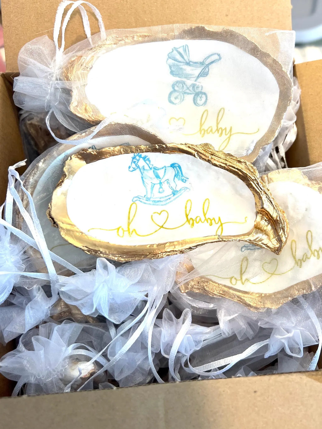 Boy Baby shower favor Shell ring Dish. Oh Baby shower favor idea.
