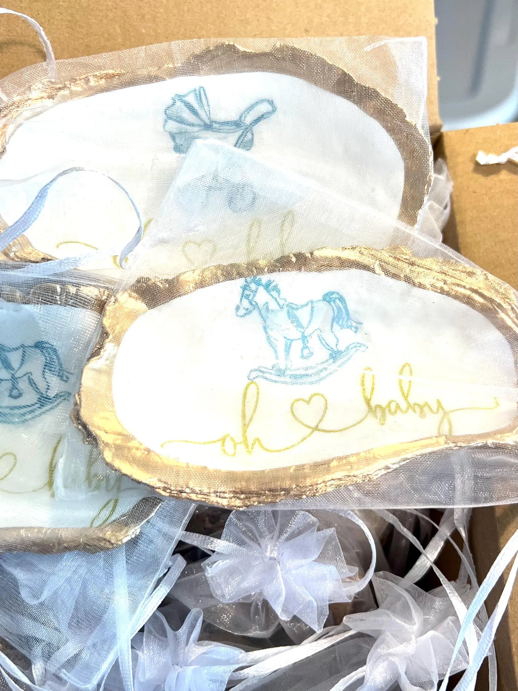 Boy Baby shower favor Shell ring Dish. Oh Baby shower favor idea.