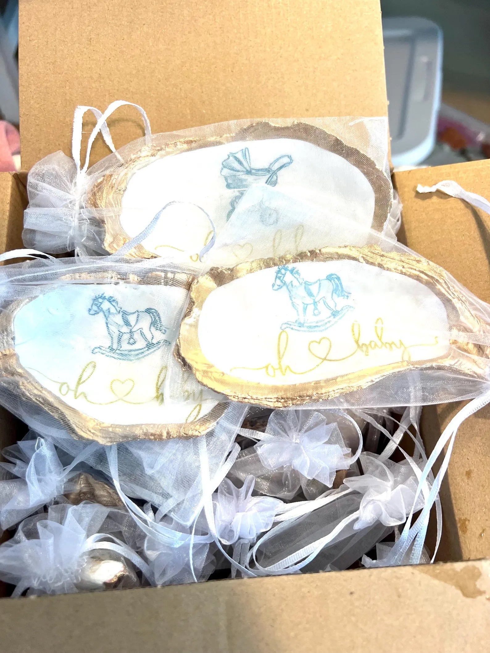 Boy Baby shower favor Shell ring Dish. Oh Baby shower favor idea.