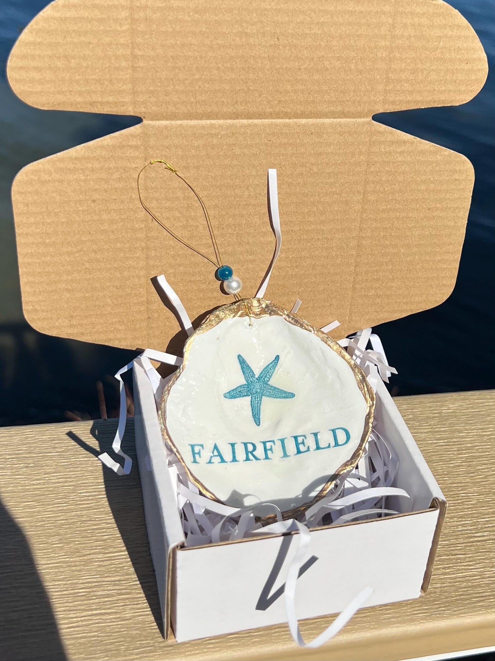 Fairfield CT ornament. Fairfield wedding favor. Fairfield Christmas ornament.