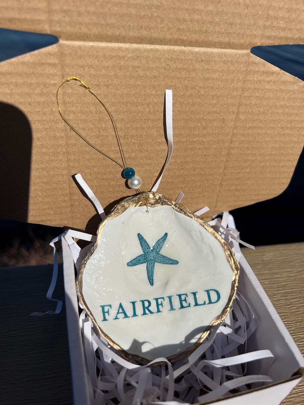 Fairfield CT ornament. Fairfield wedding favor. Fairfield Christmas ornament.