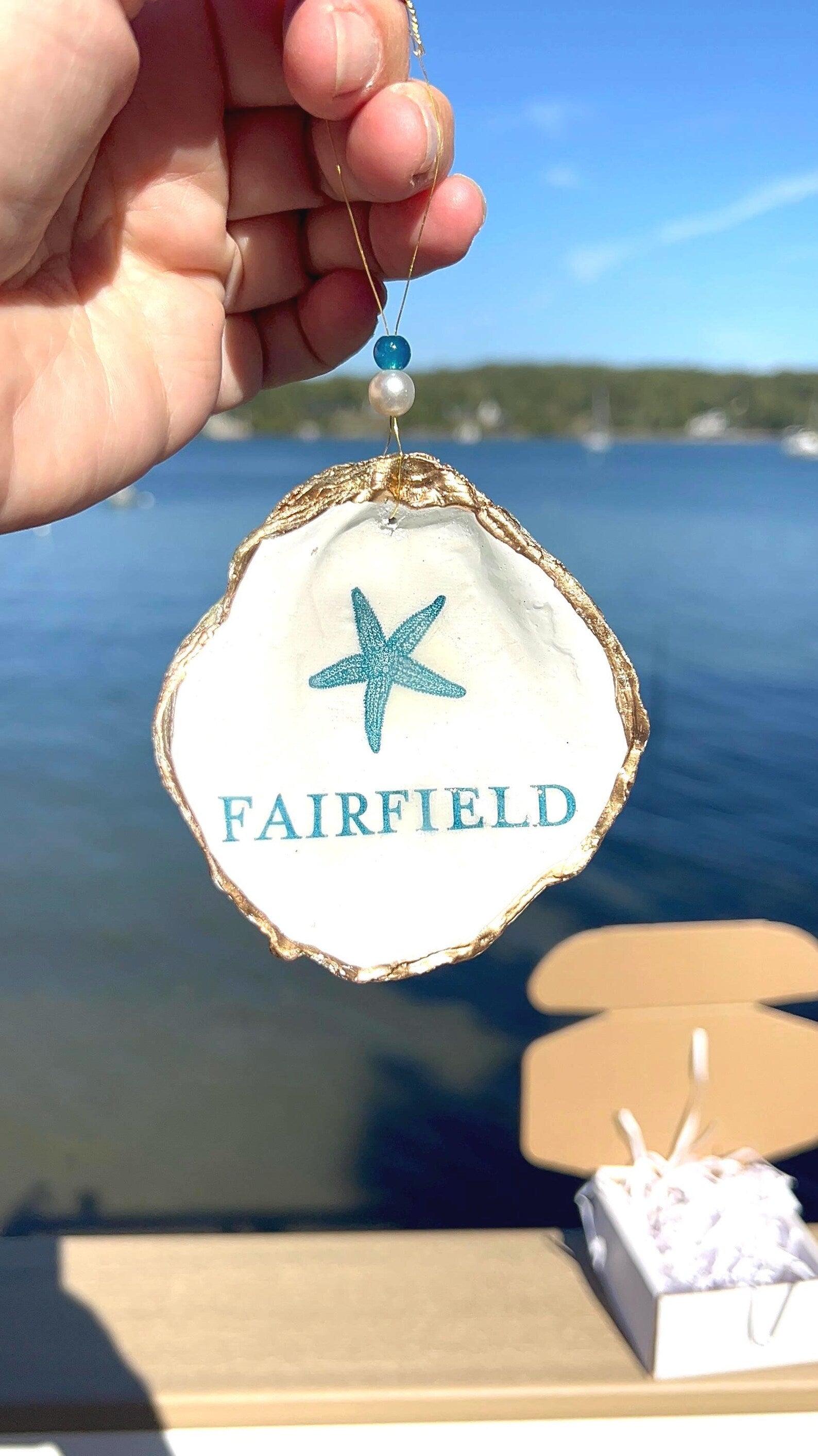 Fairfield CT ornament. Fairfield wedding favor. Fairfield Christmas ornament.