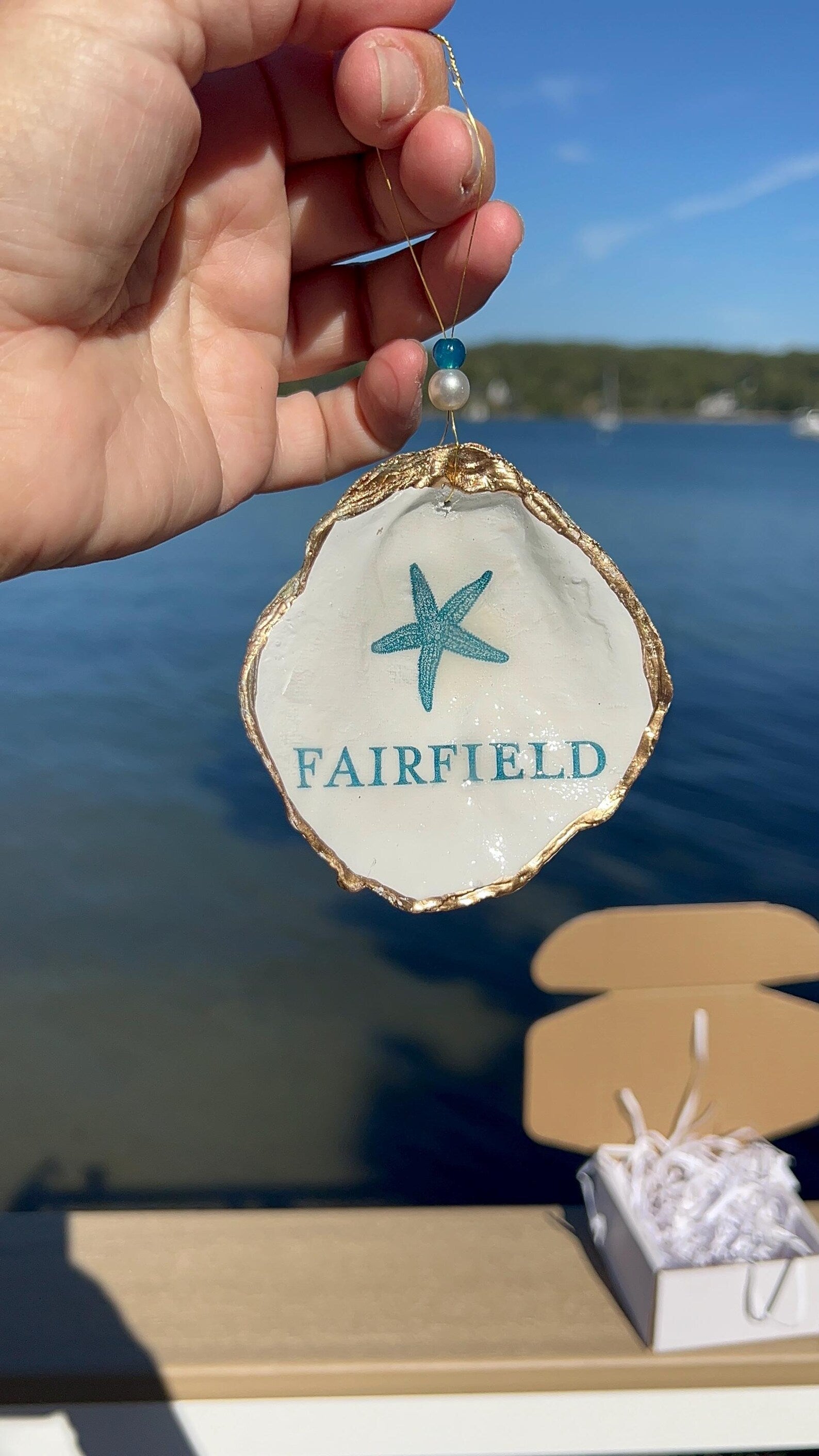 Fairfield CT ornament. Fairfield wedding favor. Fairfield Christmas ornament.