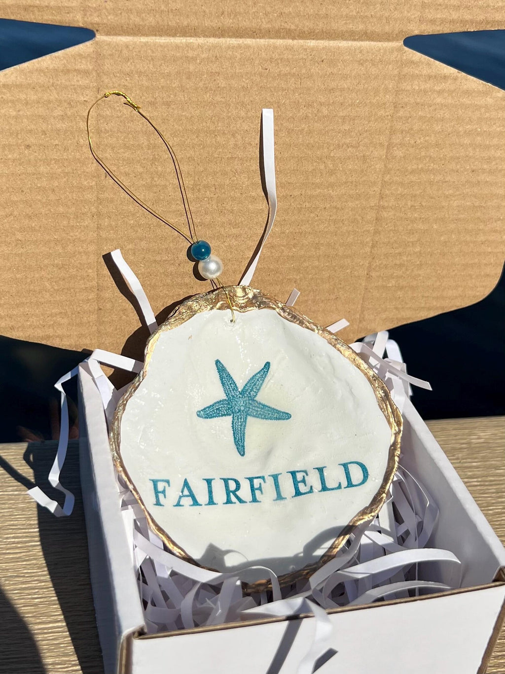 Fairfield CT ornament. Fairfield wedding favor. Fairfield Christmas ornament.