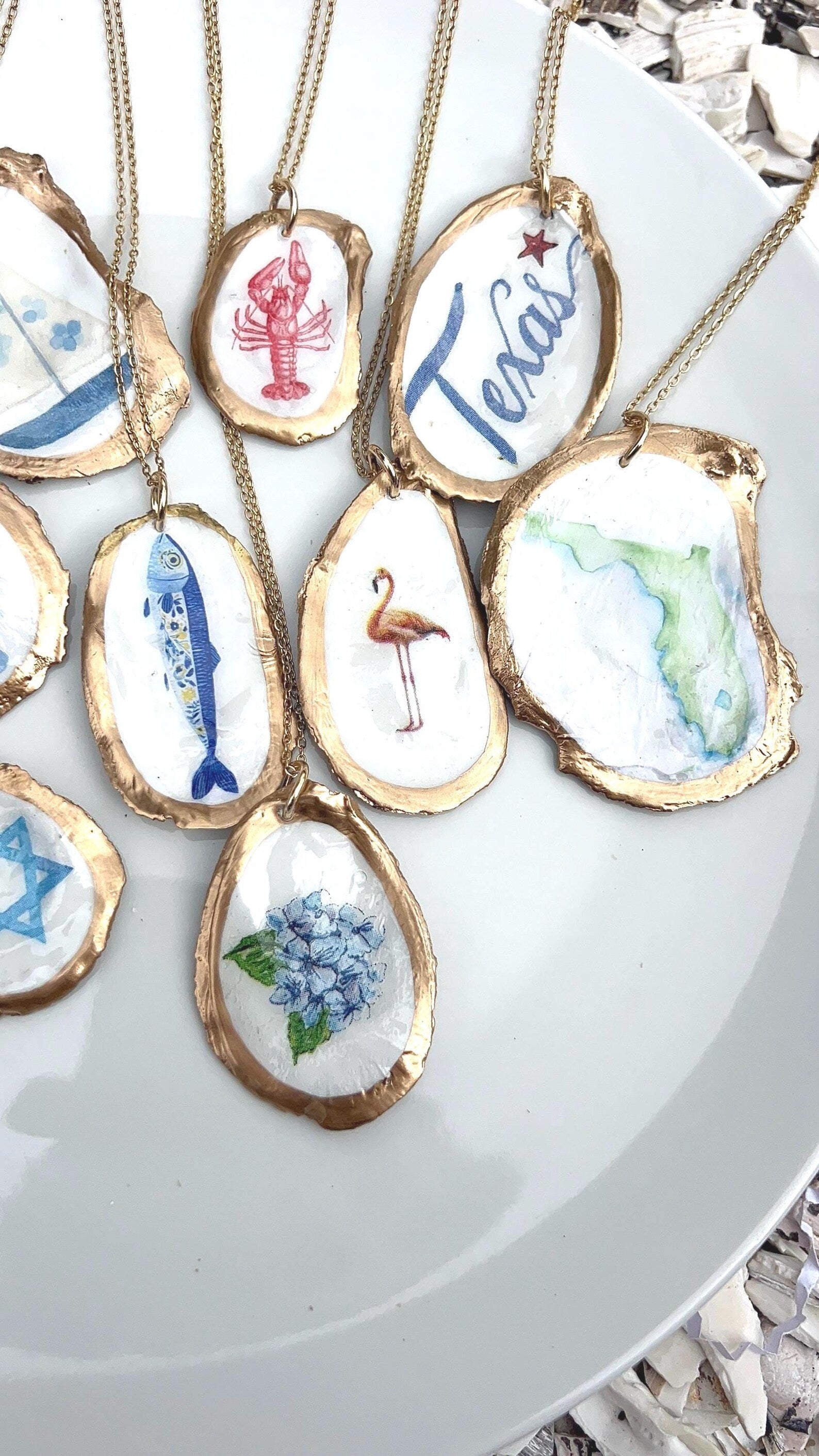 Coastal Oyster Shell Pendant Necklace