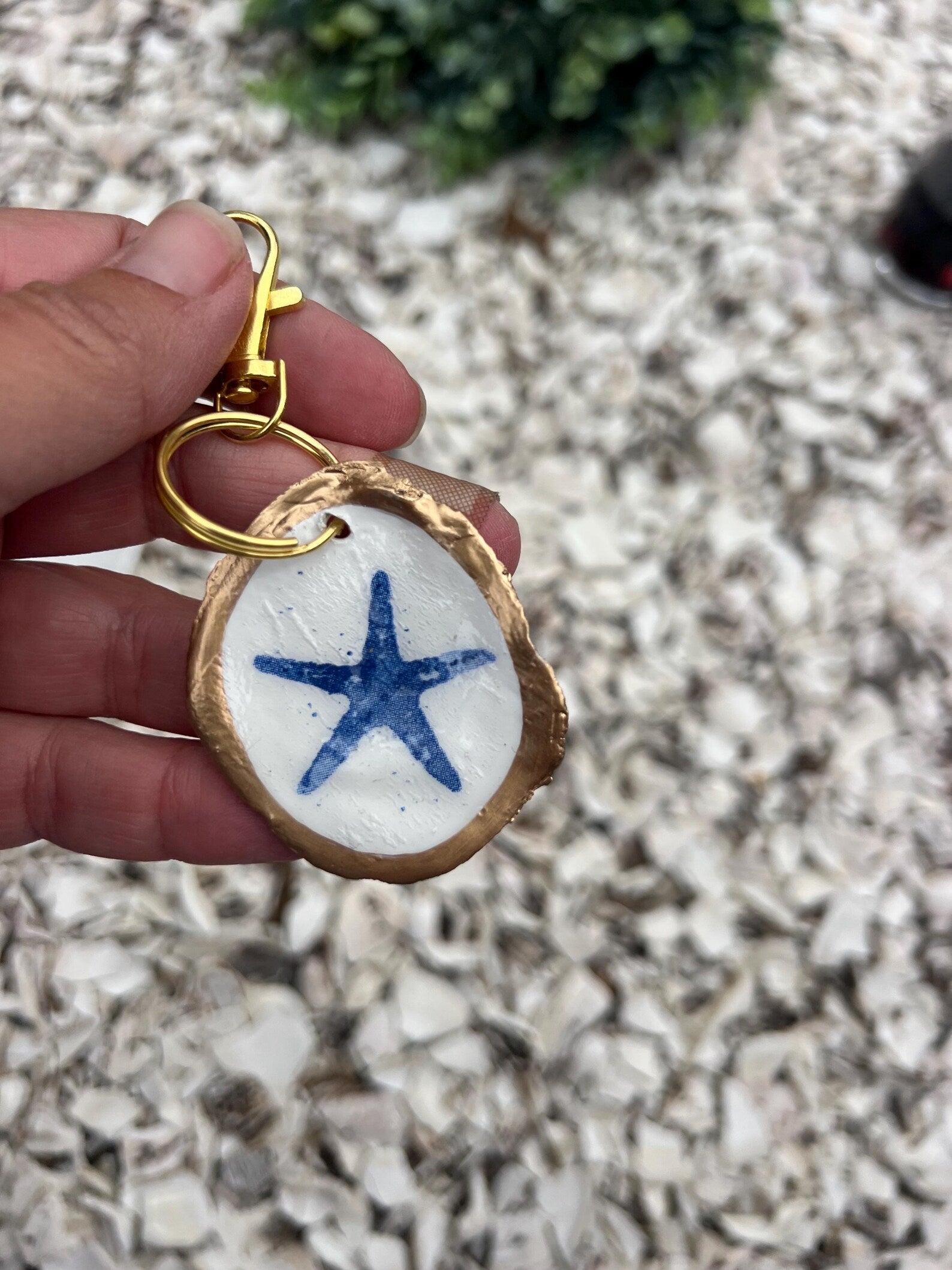 Handpainted Oyster Shell Keychain Bag Charm