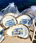 Mediterranean Oyster Shell Sardine Dish Coastal Party Favor Amalfi Coast Blue & White Trinket Dish