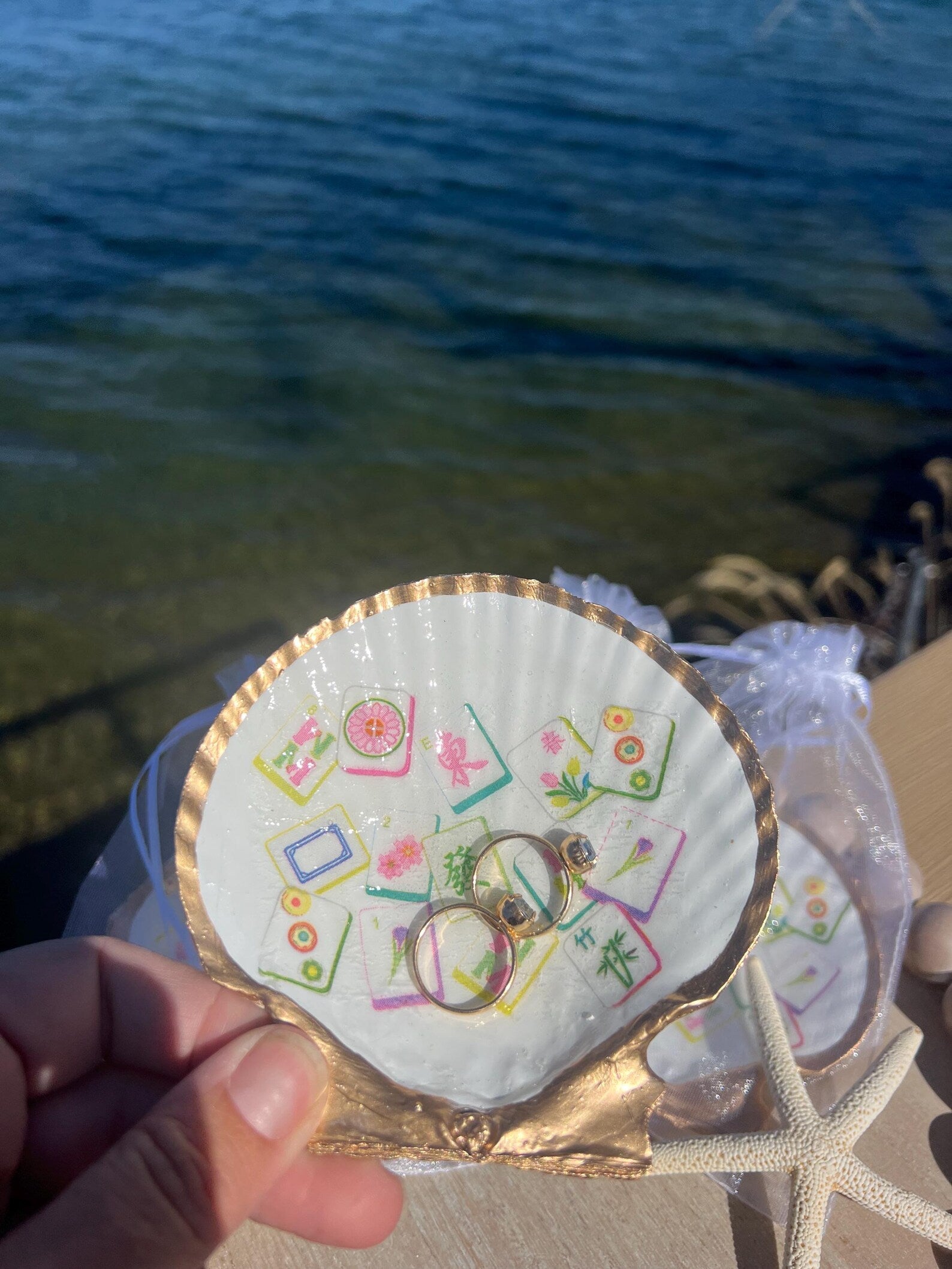 Mah Jong Handmade Scallop Shell Dish