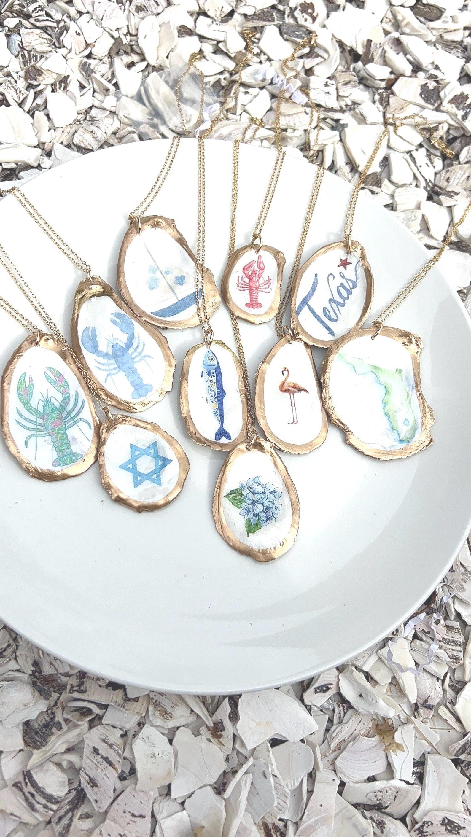Coastal Oyster Shell Pendant Necklace