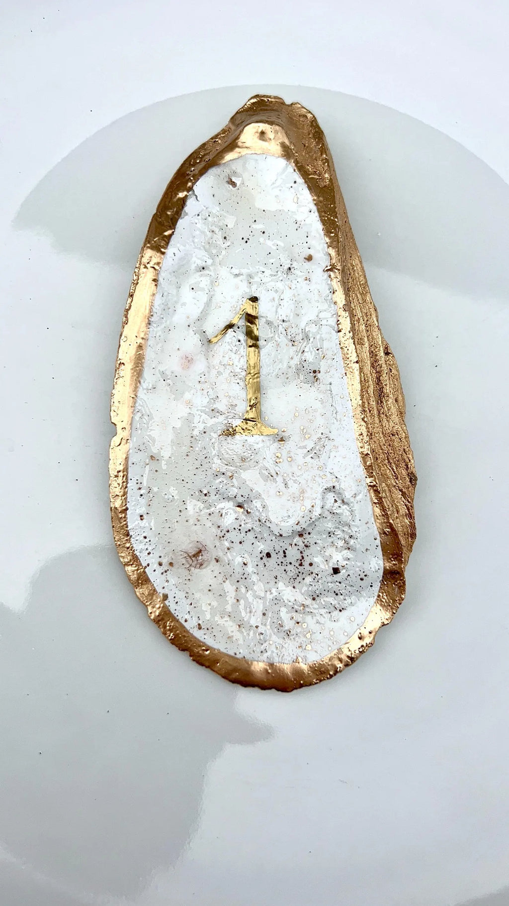 Hand Painted Oyster Shell Table Number Coastal Wedding Decor