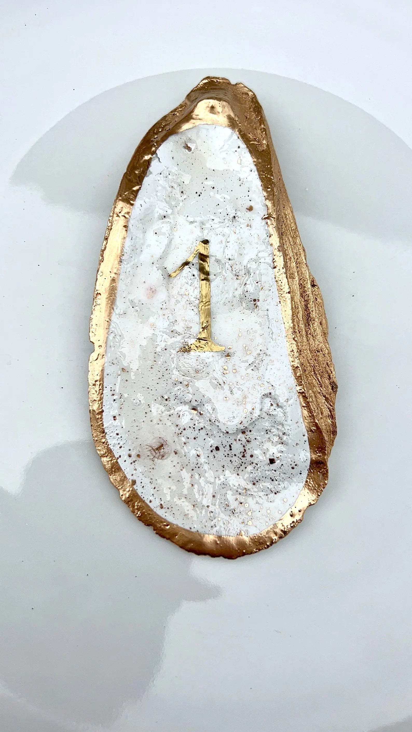 Hand Painted Oyster Shell Table Number Coastal Wedding Decor