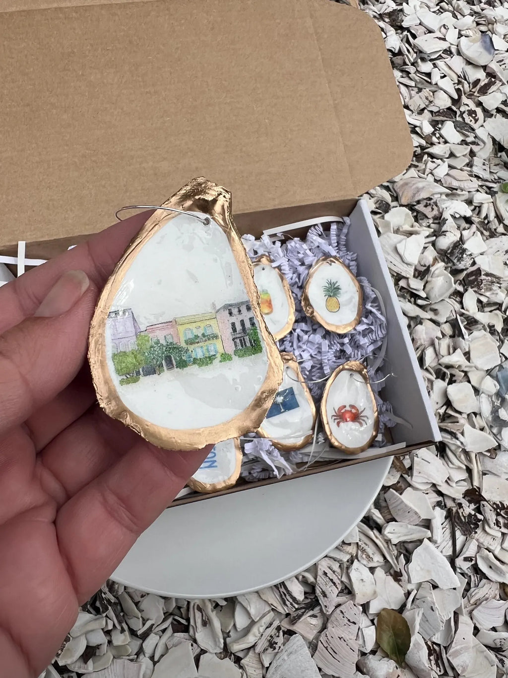 Charleston Coastal Oyster Shell Wine Charms