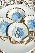 BLUE HYDRANGEA oyster ring dish beachy wedding party favor