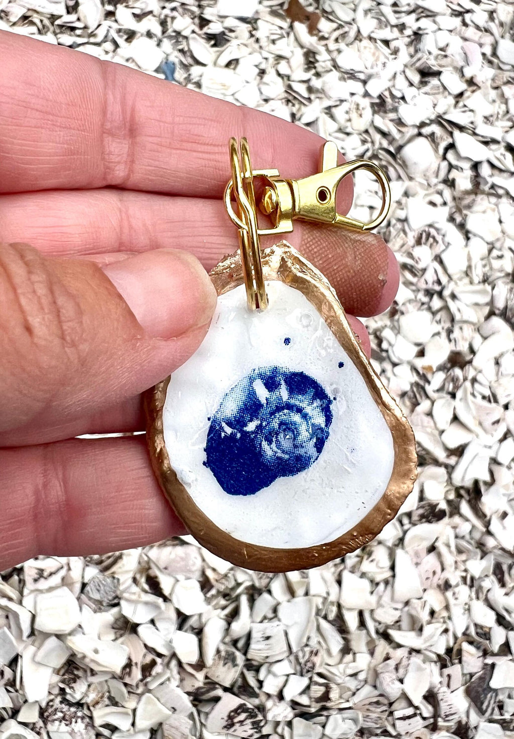 Handpainted Oyster Shell Keychain Bag Charm