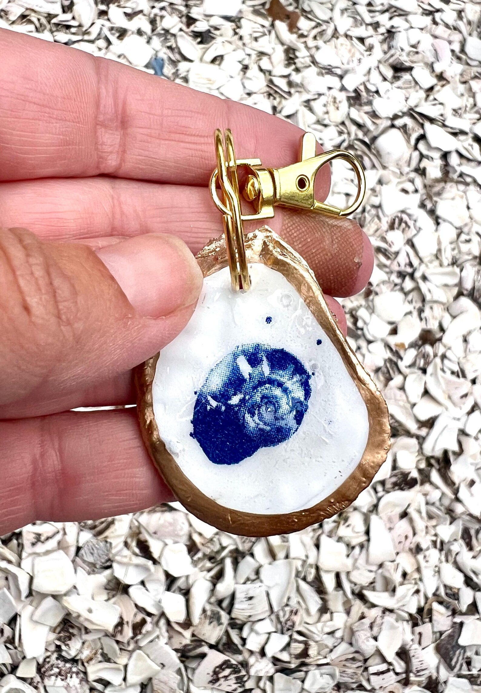 Handpainted Oyster Shell Keychain Bag Charm