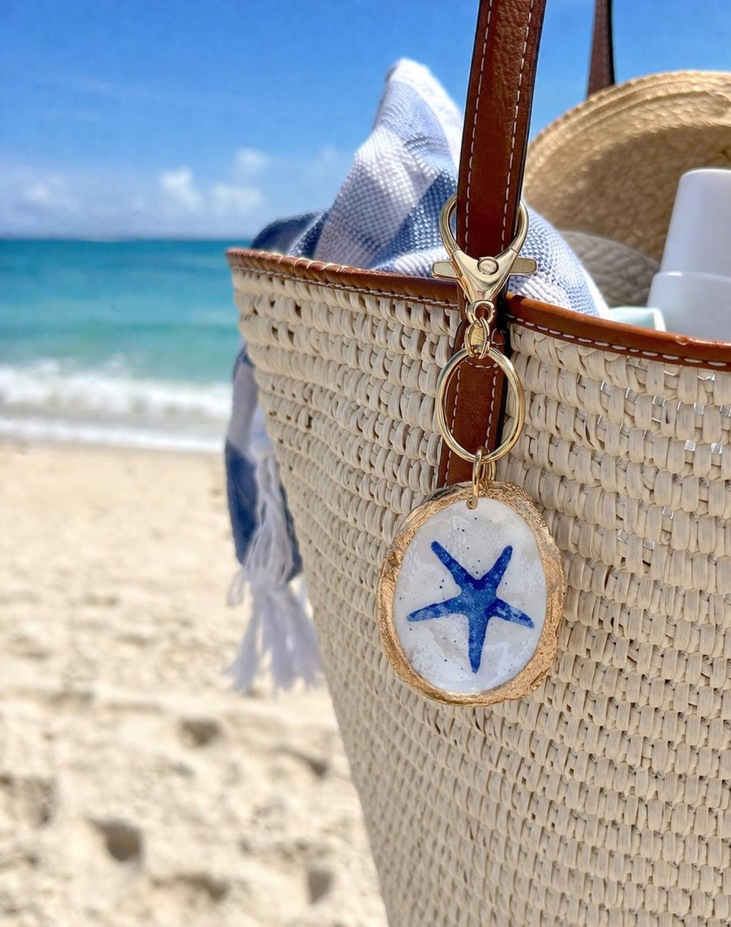 Handpainted Oyster Shell Keychain Bag Charm