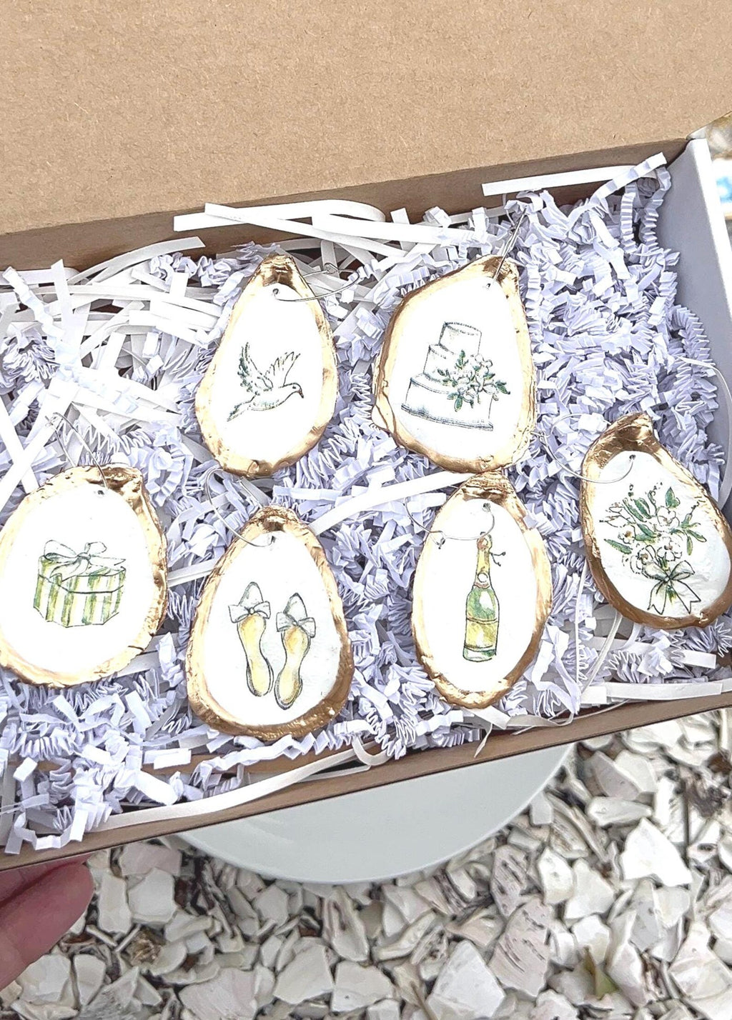 Pearl & Prosecco Oyster Shell Wine Charm Set Bridal Shower Gift