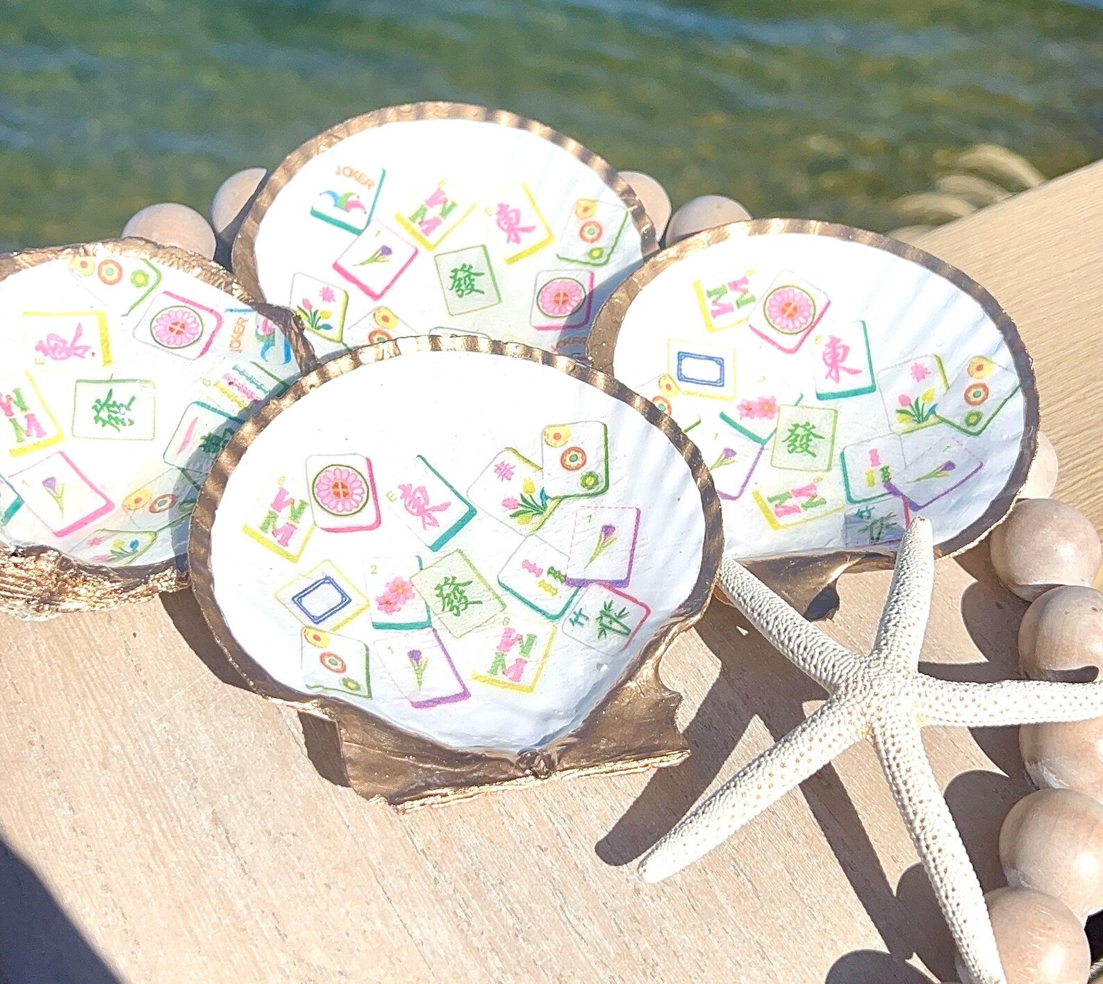Mah Jong Handmade Scallop Shell Dish