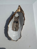 Cat Person Cat party idea. Cat Oyster Shell Christmas Ornament for Cat person or cat lover. Decoupaged Oyster ornament & cat party present