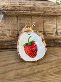 Strawberry Oyster shell Ornament. Strawberry Christmas ornament. Strawberry baby shower favor. Berry first birthday party favor. Berry favor