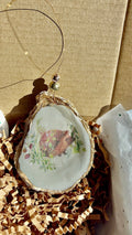 Hedgehog in leaves oyster shell Ornament. Oyster shell christmas ornament. Hedgehog Ornament. Coastal Christmas. Hostess gift. Wine charm