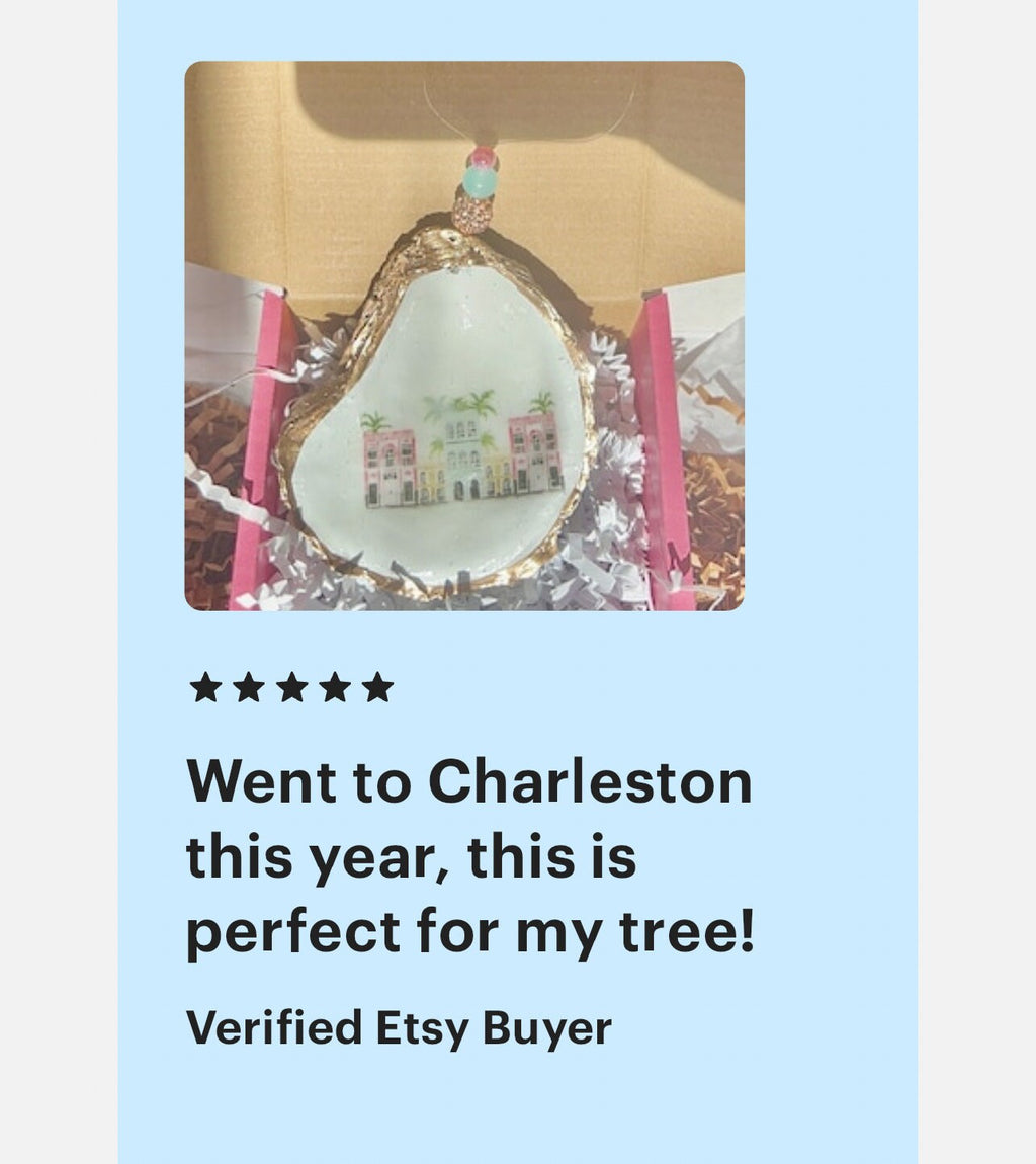 Charleston event favor oyster ornament. Charleston gala party favor. Charleston shower favor. Charleston bridesmaid proposal bachelorette