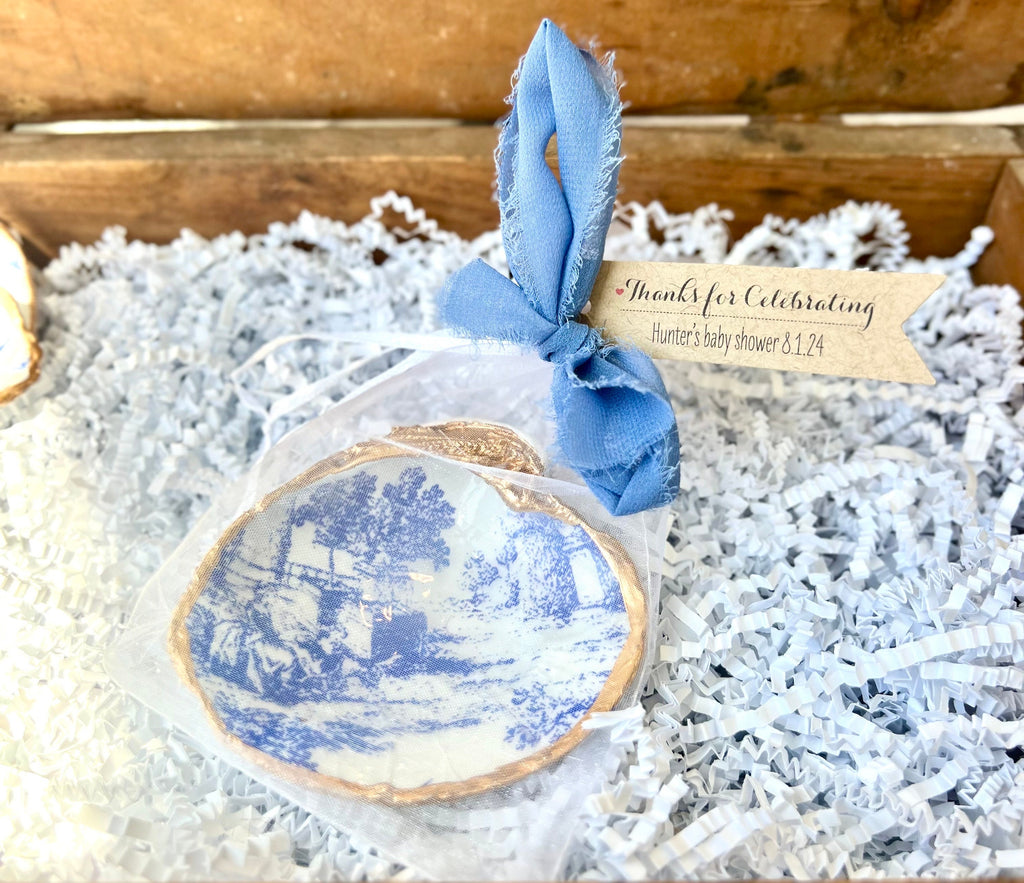 Coastal bachelorette favor & blue toile wedding welcome bag gift idea. Beachy wedding favor bulk discount. French country wedding favor.
