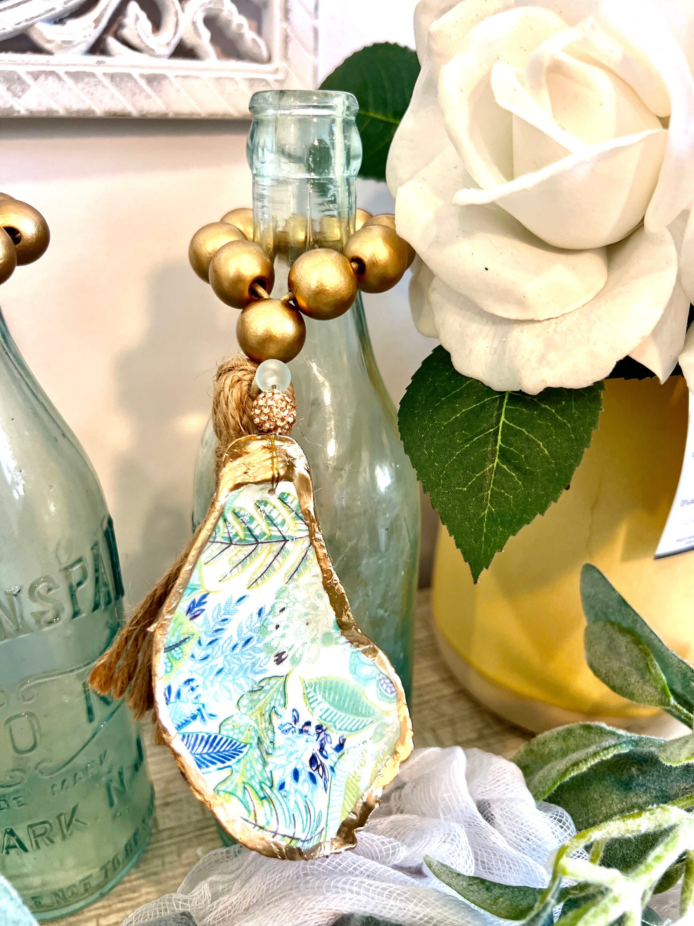 Palm beach event favor and decor set coastal ring dish favor & shell place setting, Palm beach charity gala coastal decor and favor idea