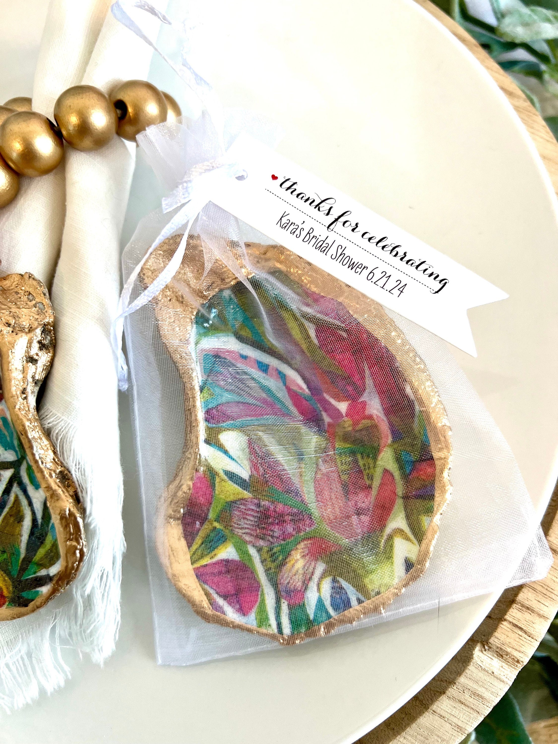 Palm beach event favor and decor set coastal ring dish favor & shell place setting, Palm beach charity gala coastal decor and favor idea
