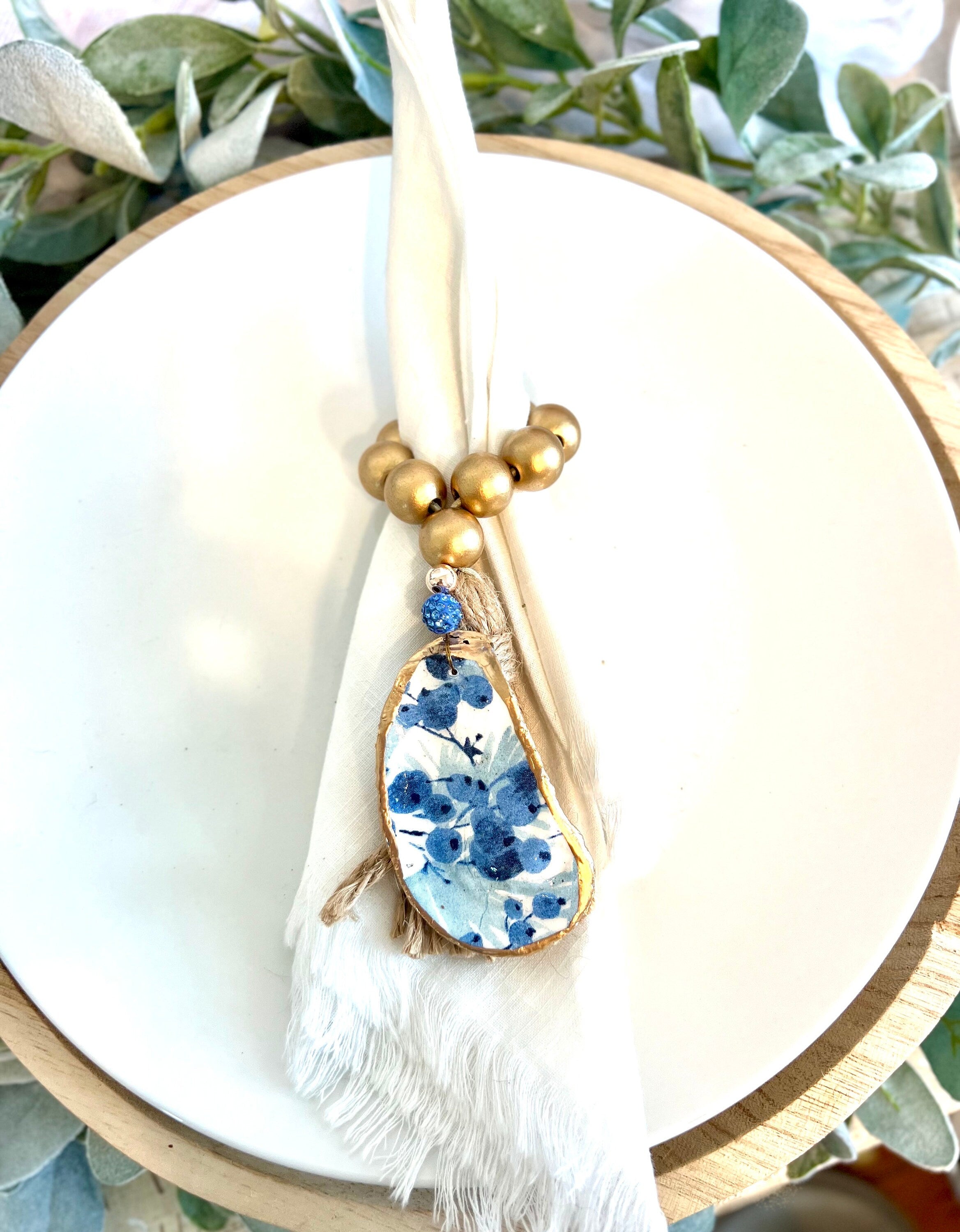 Beach Charity gala decor blueberry napkin ring. Hamptons coastal beach party decor. Nantucket event decor. classic Cape Cod coastal decor