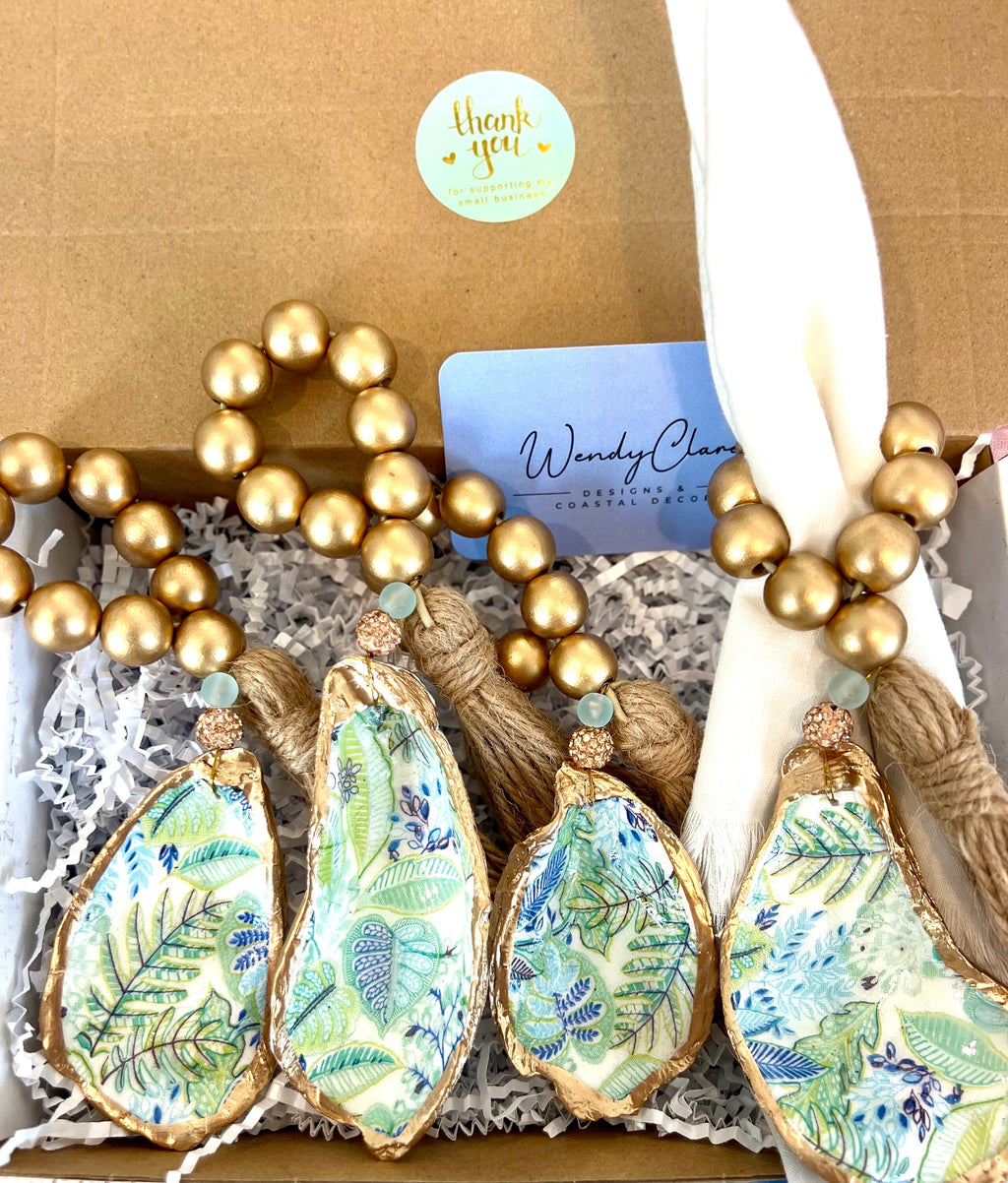 Palm beach event favor and decor set coastal ring dish favor & shell place setting, Palm beach charity gala coastal decor and favor idea