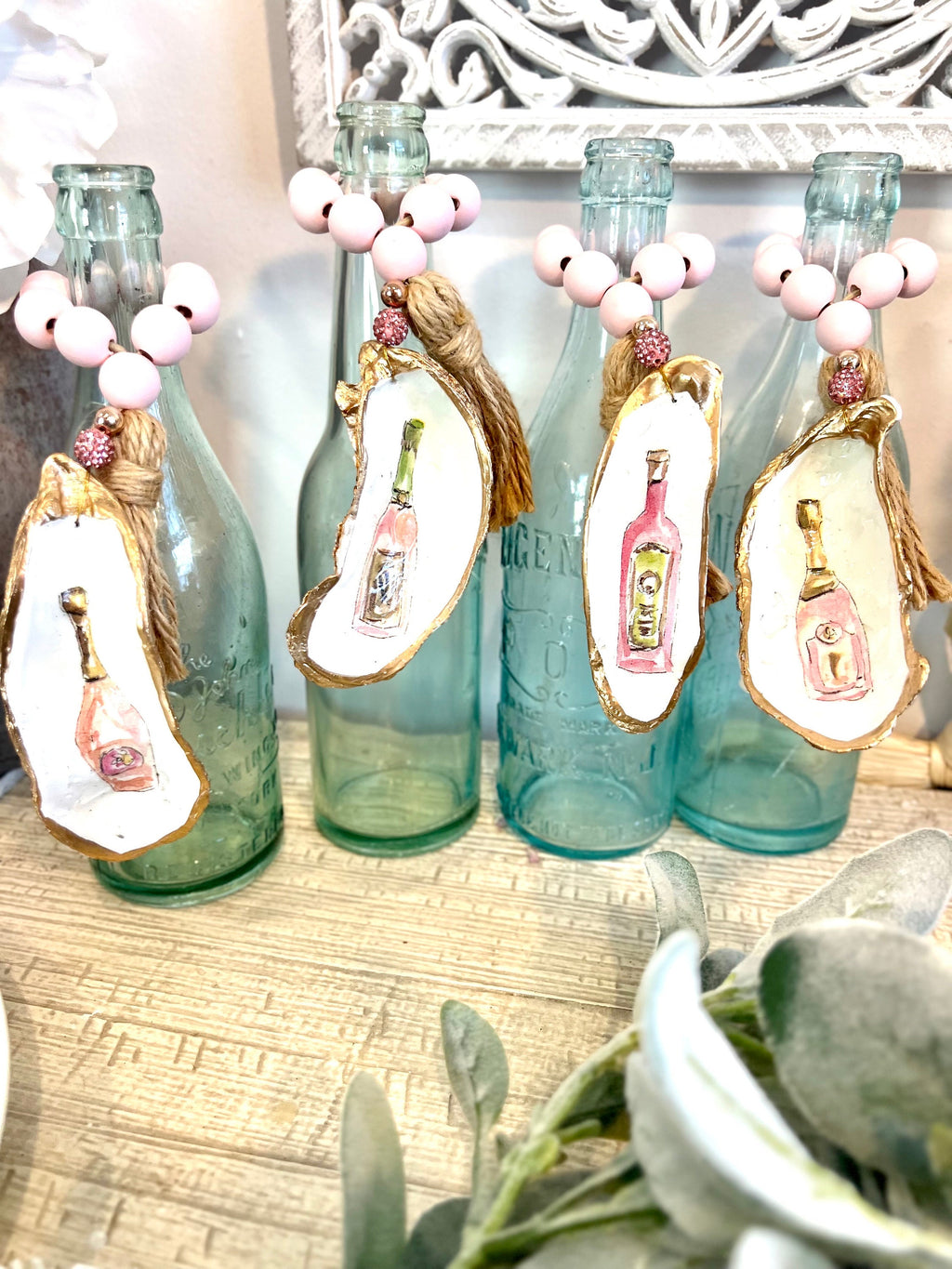 Beach Bachelorette napkin Ring pink champagne. Bachelorette favor shell napkin ring. Last splash party favor. Coastal bachelorette favor
