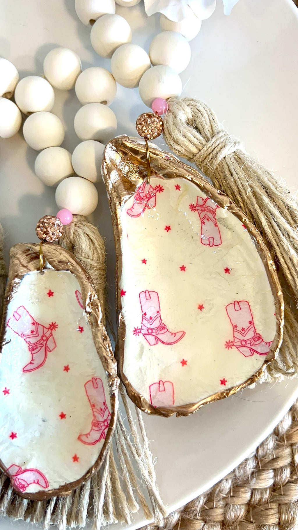 Coastal Cowgirl coquette shell favor idea. Texas gift idea shell ring dish. Coastal Cowgirl party favor idea. Brides last ride party favor