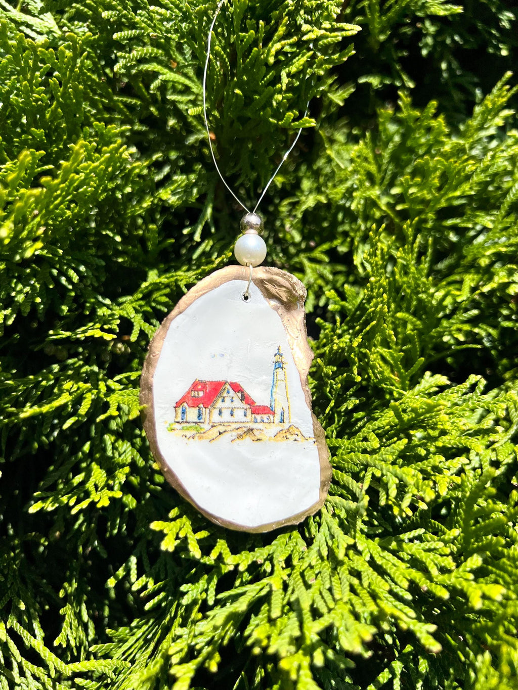 MAINE CHRISTMAS ornament. Maine oyster ornament. Maine shell ornament. Maine oyster art. Maine gift idea. Maine Christmas gift. Maine travel