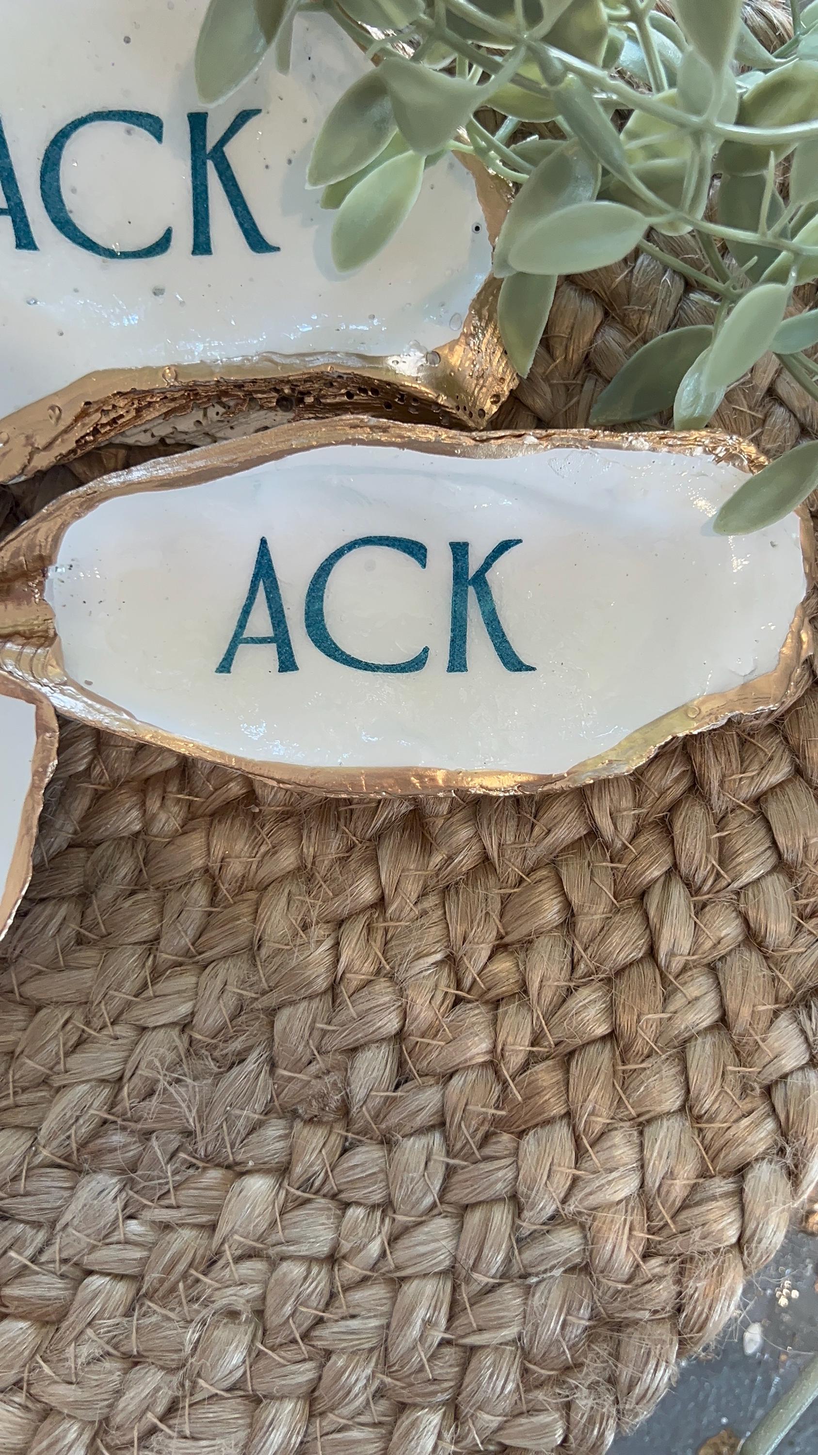 ACK NANTUCKET oyster ring dish beachy party favor. Nantucket party favor shell dish. Nantucket wedding oyster dish favor idea. ACK gift idea