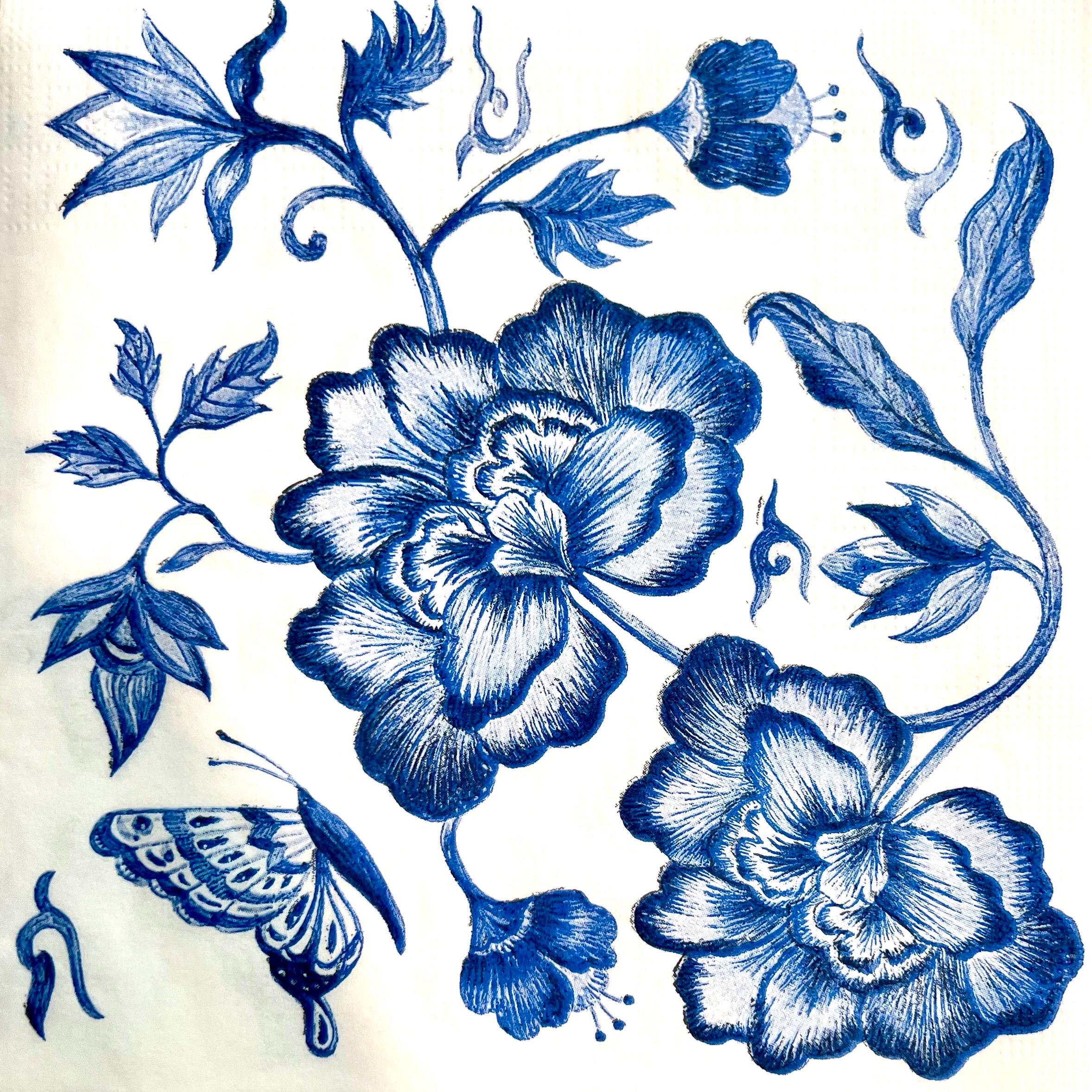 Blue and white design, decoupage napkins , a bundle of 10