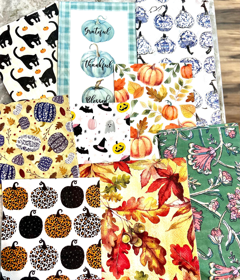 fall Halloween themed decoupage napkins