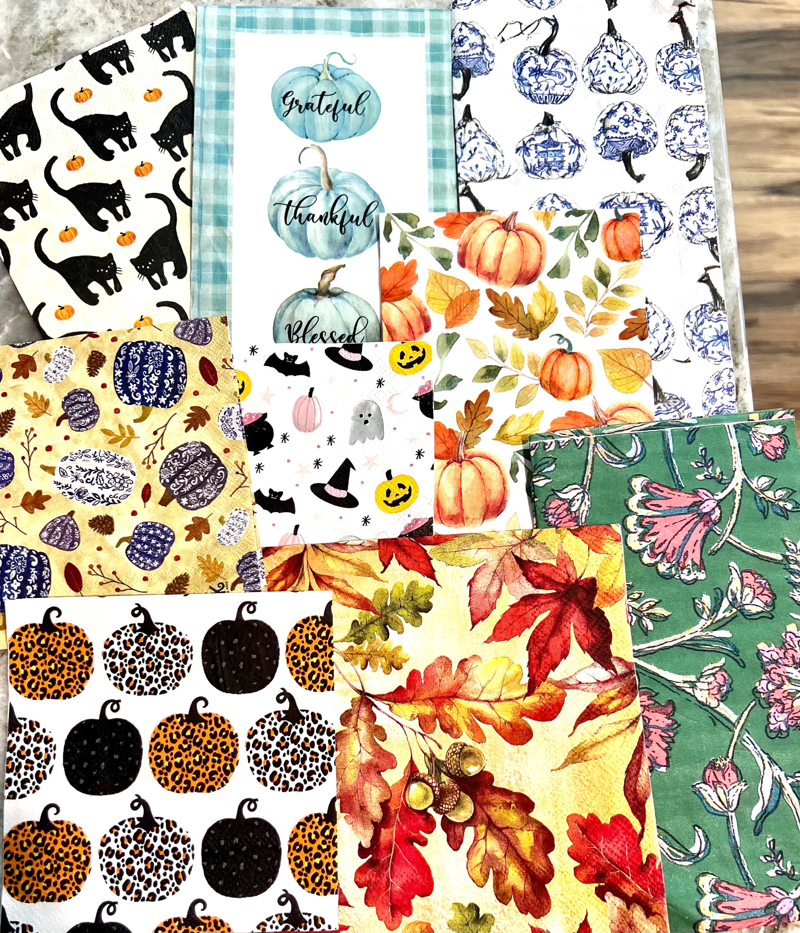 fall Halloween themed decoupage napkins