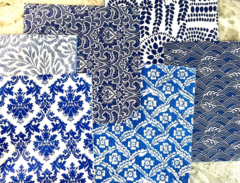 Blue and white design, decoupage napkins , a bundle of 10